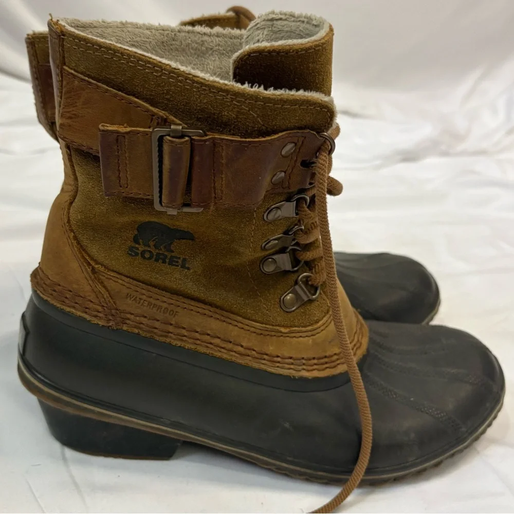 Sorel Winter Fancy Lace II Women’s 8.5 Boots Mid-calf Cold Weather Oiled Suede - Picture 2 of 10